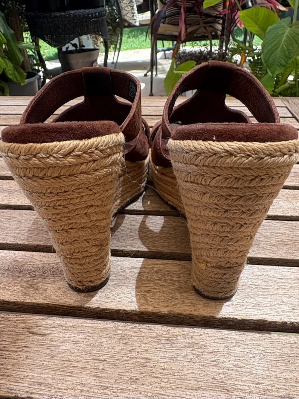 UGG Brown Suede Espadrille Wedge Sandals size 7.5